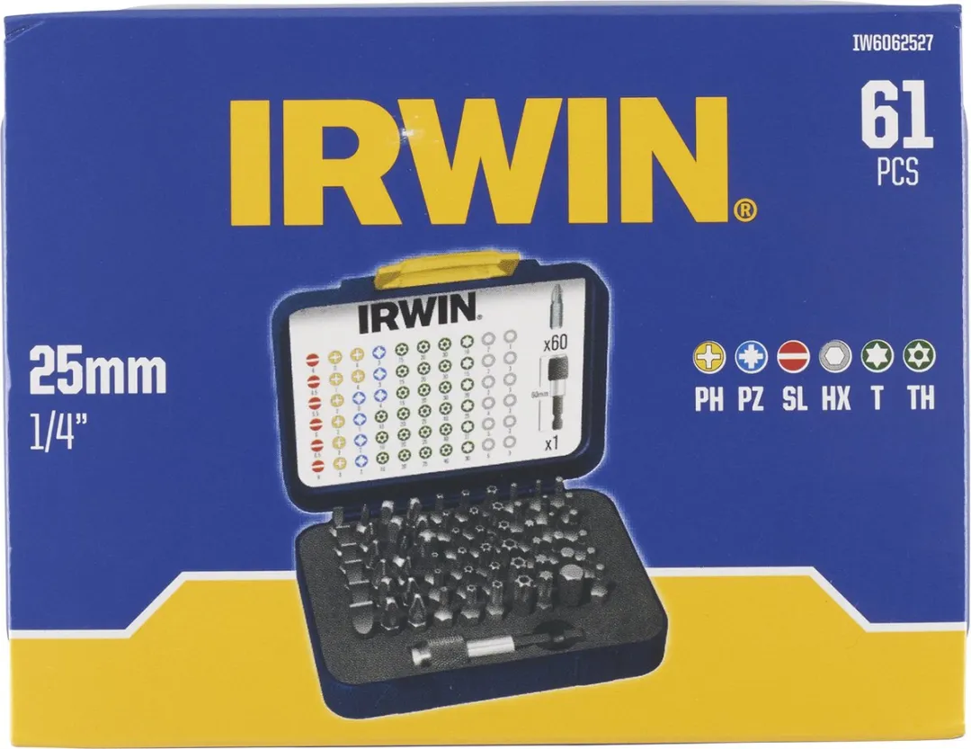 Irwin IW6062527 Schroefbitset 61-delig - 25mm
