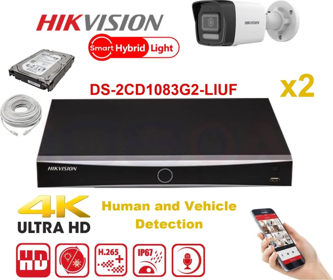 Hikvision Pro Serie KITLITE2BULLET IP Camera Kit 2x 4MP