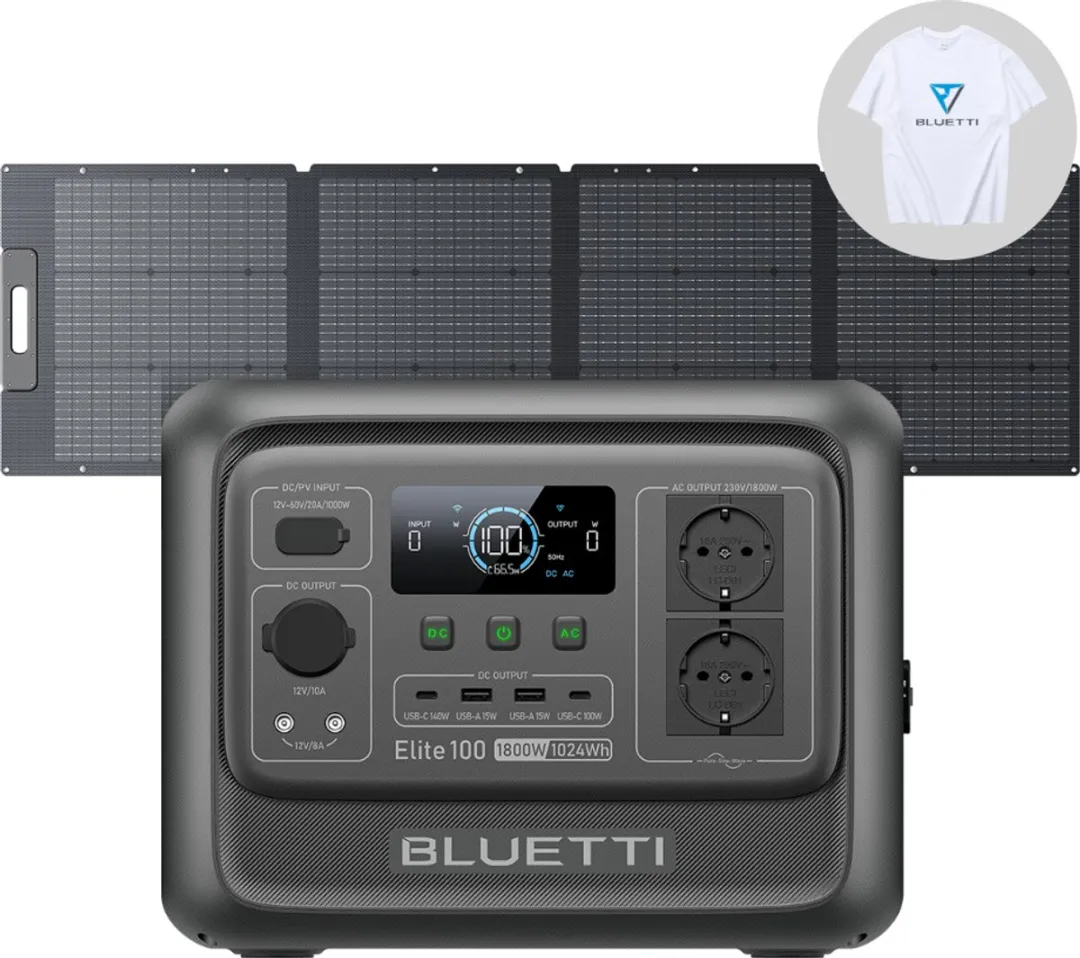 BLUETTI Elite 300 3014.4Wh- 2400W- Zonnegenerator (Nieuw model 2026) met 200W PV200 zonnepaneel voor op reis, camper