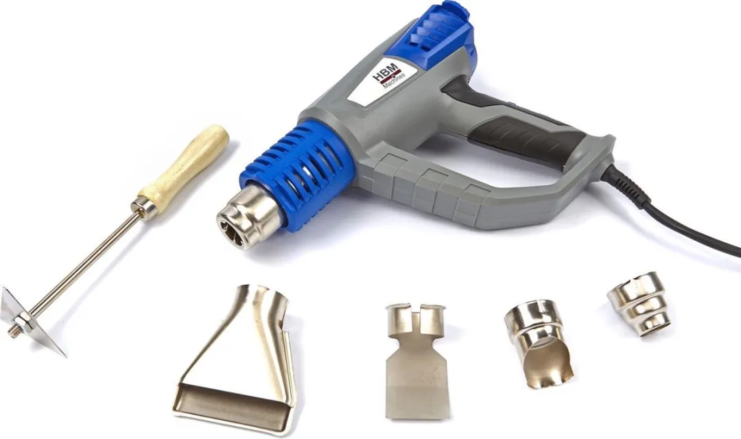 HBM Verstelbaar Heteluchtpistool  Deluxe 2000 Watt inclusief 6 accessoires