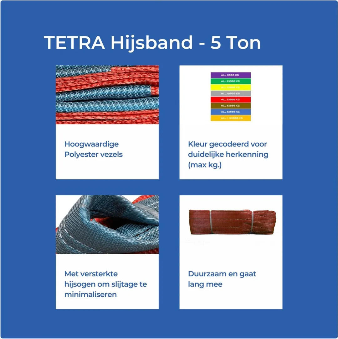 TETRA WSB Hijsband 5 Ton - 1m - Rood