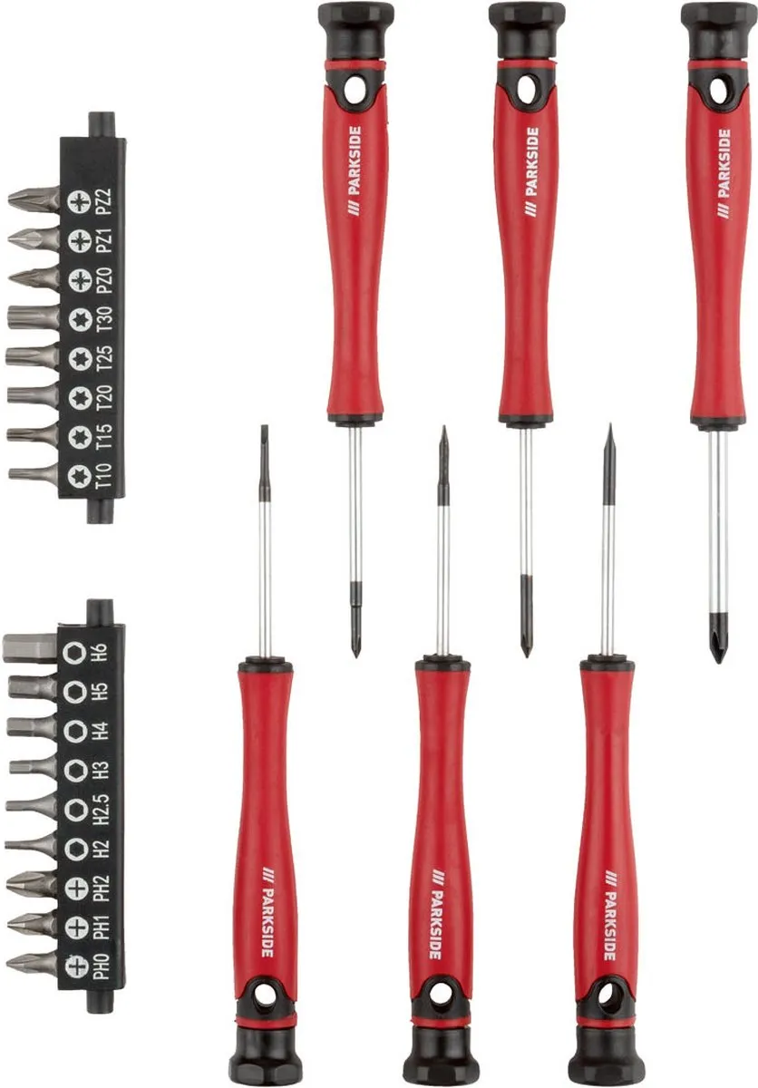 PARKSIDE Schroevendraaierset 32-delig - Zwart/Rood