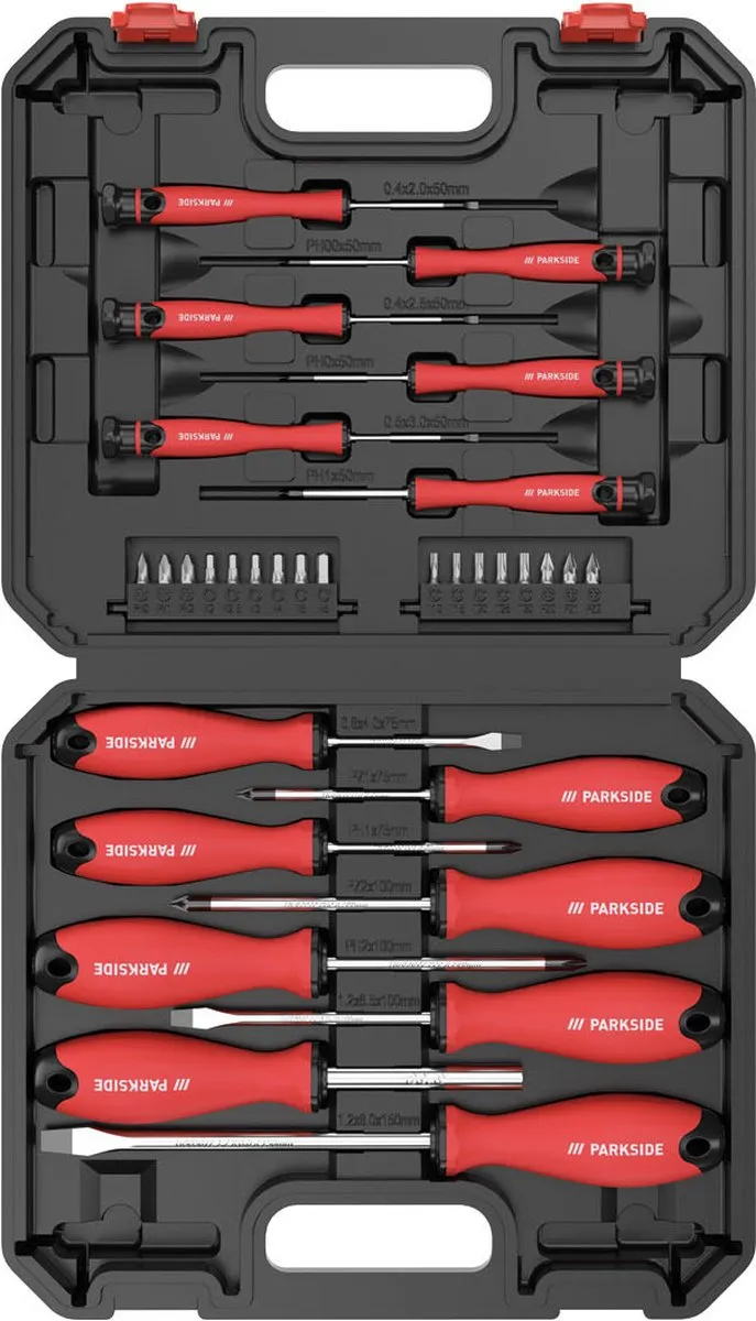 PARKSIDE Schroevendraaierset 32-delig - Zwart/Rood