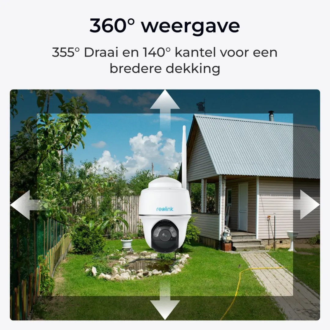 Reolink Argus PT Beveiligingscamera - 2K Zwart - Zonnepaneel