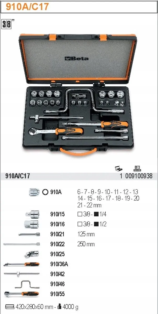 Beta Doppenset 26-delig 6-22mm - MPN 910A/C17