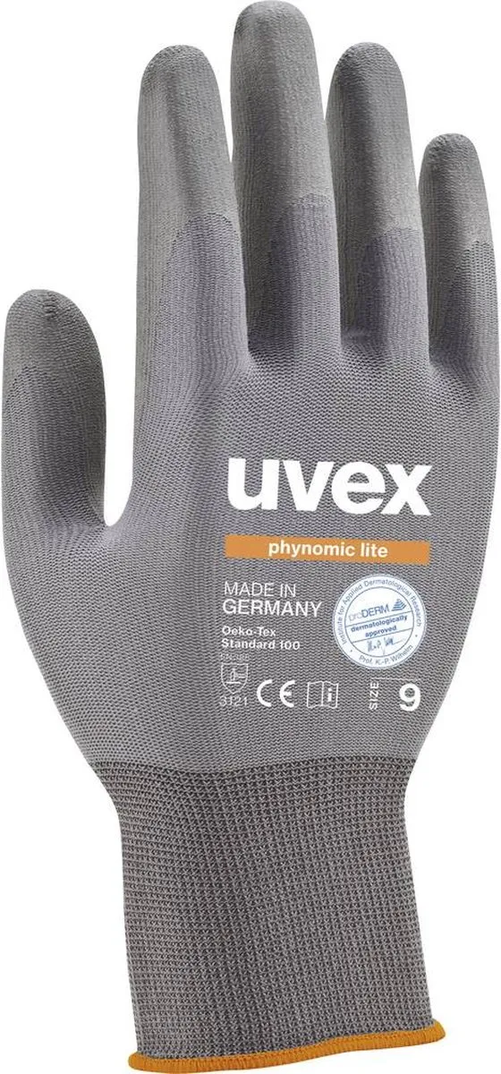 Uvex Phynomic Lite 6004012 Werkhandschoen - Maat 12 - Grijs