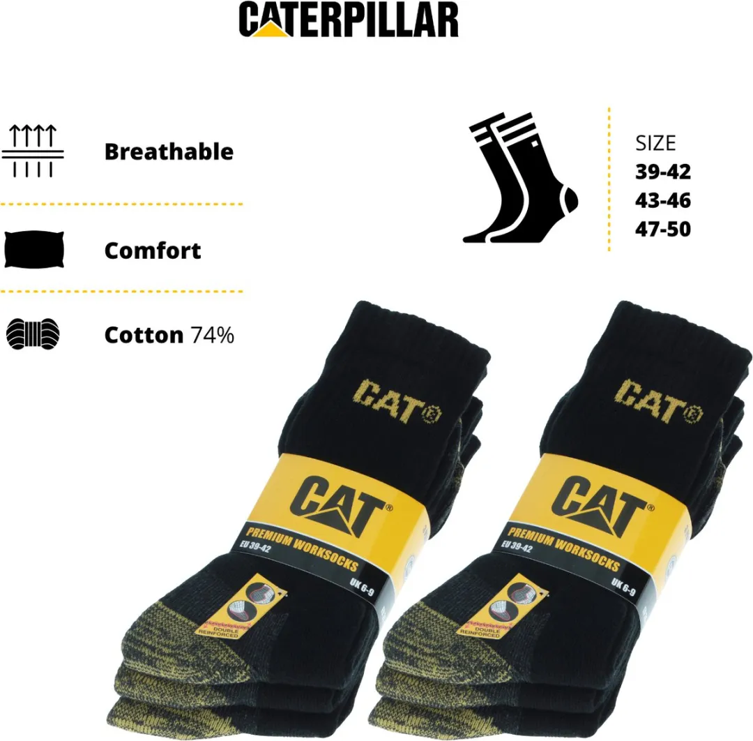 Caterpillar Premium Werksokken 6 Paar - Kuithoogte - Zwart