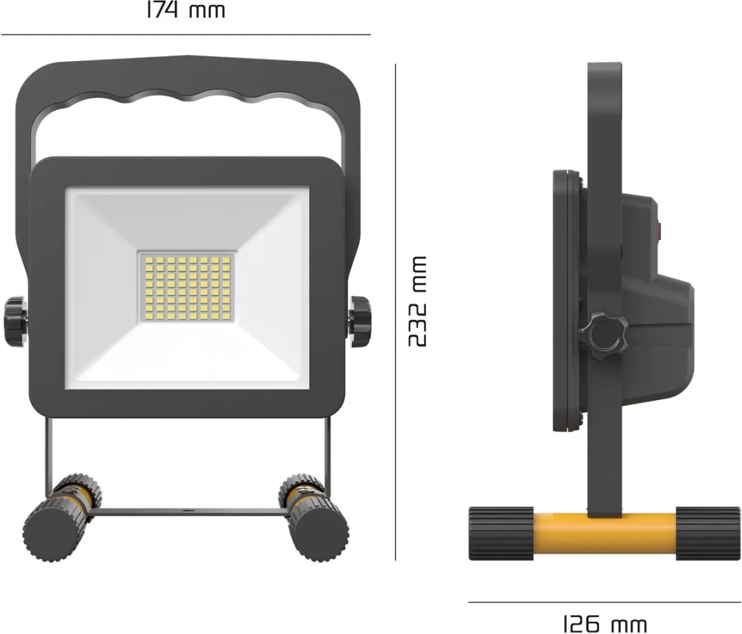 LEDVION LV50055 USB-C Bouwlamp 30W 6500K - Zwart