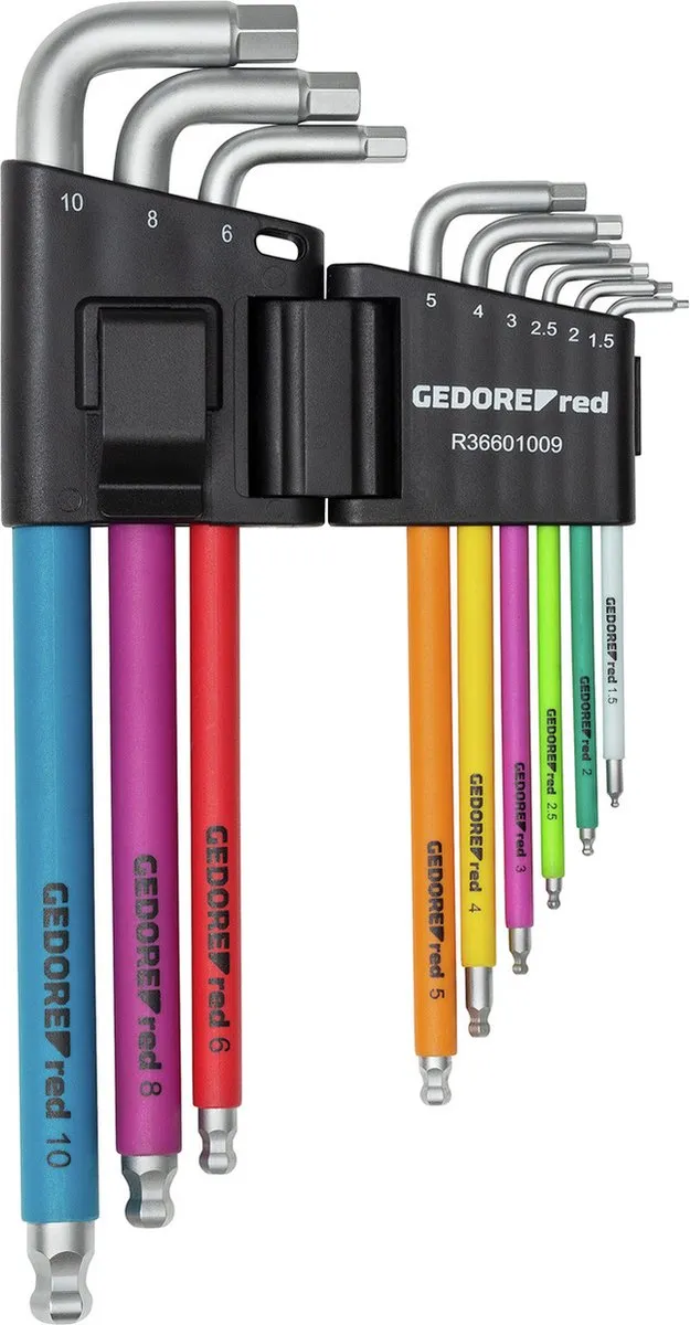 Gedore Red Inbussleutelset R36601009 - 9-delig 1,5-10mm - Multicolor