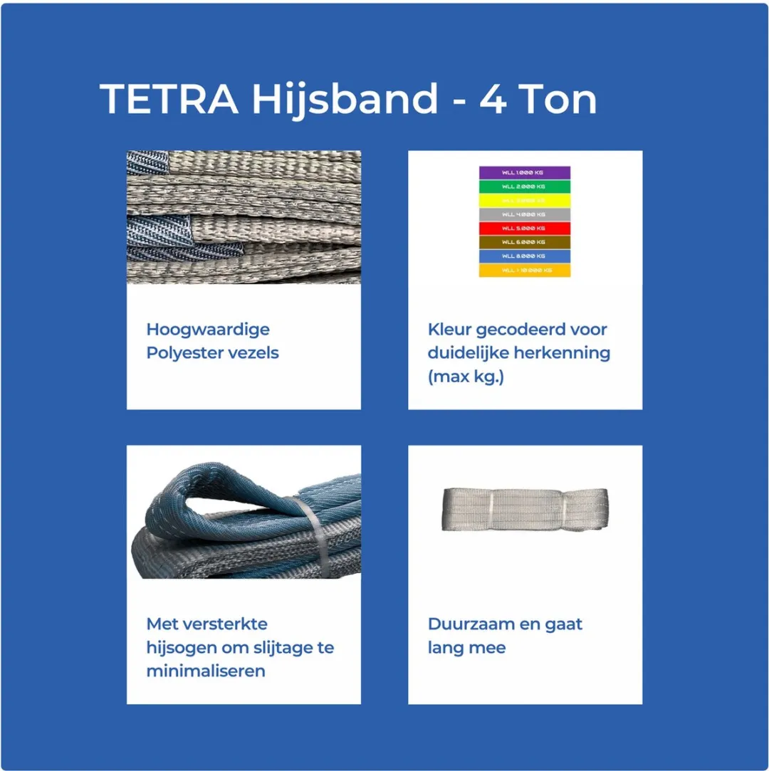 TETRA WSB Hijsband 4 Ton - 6m - Grijs