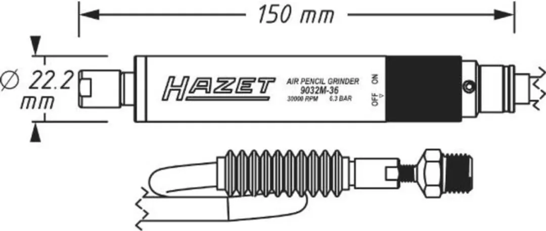 Hazet Pneumatische Staafslijper 224W 9032M-36
