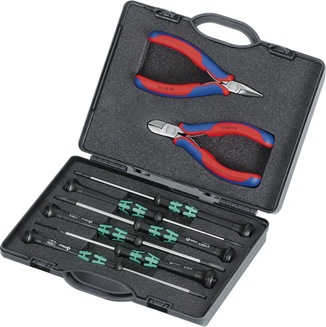 Knipex 00 20 18 Elektronica-tangenset - 8-delig - Blauw/Rood/Zwart