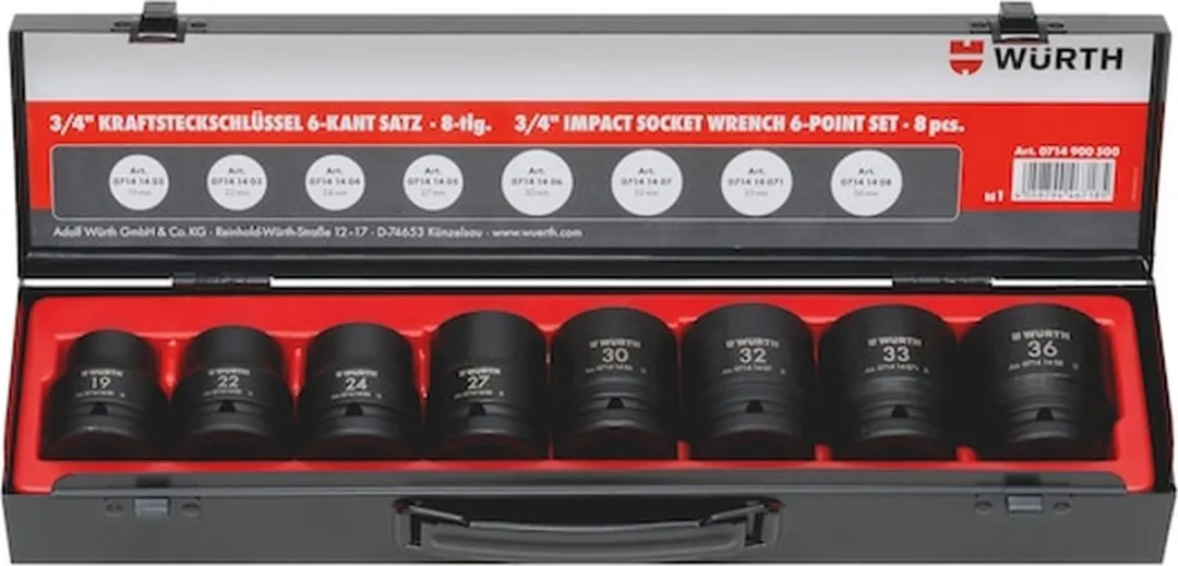 Würth 3/4 inch Krachtdopsleutel Set 8-delig