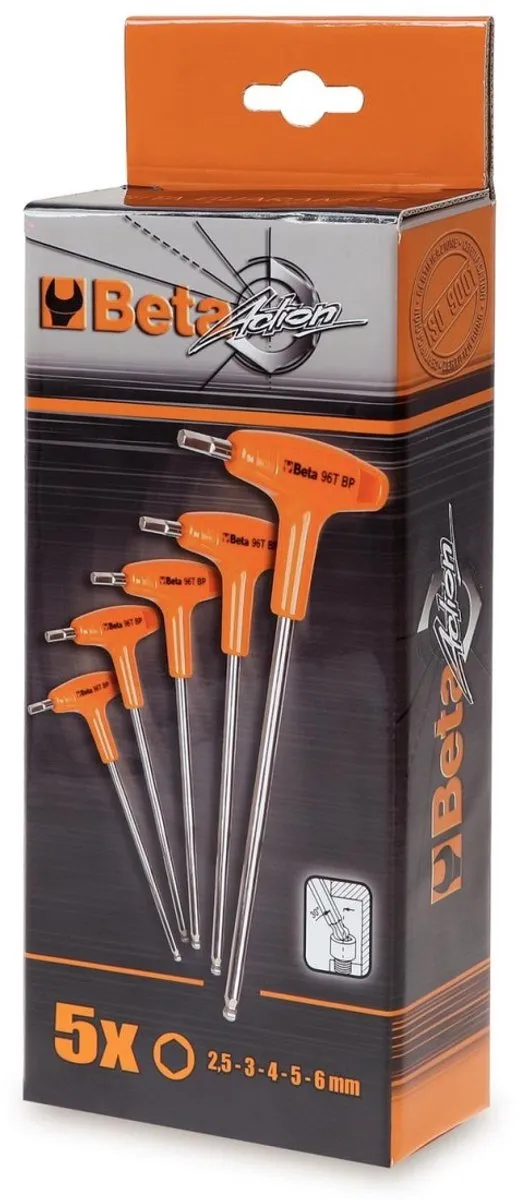 Beta Tools 96T/S5P Haakse Zeskant Stiftsleutelset - 5 Stuks - Zwart