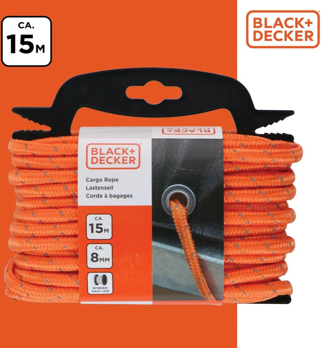 BLACK+DECKER Spanband 15m - Oranje/Zwart