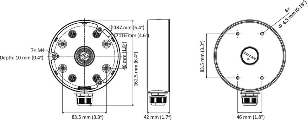Hikvision DS-1280ZJ-DM21 Montagebox - Aluminium Wit - afbeelding 6 van 6