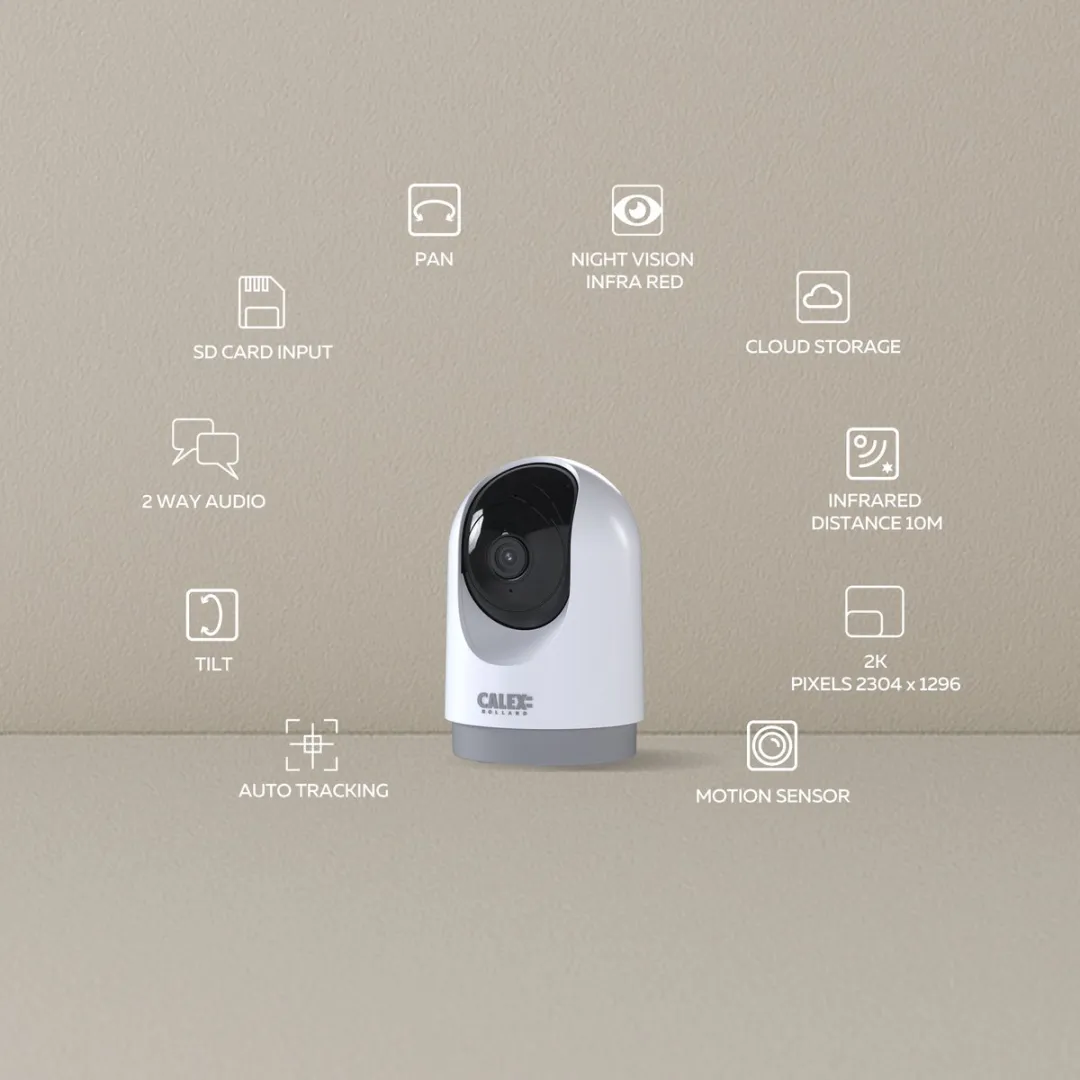 Calex Smart Security 5501001280 PTZ Binnencamera - 2K - Duopack Wit