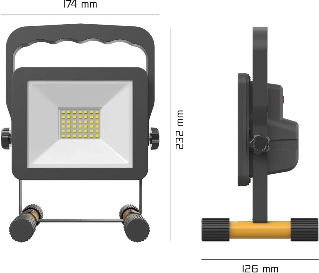 LEDVION LV50054 USB-C Bouwlamp 20W 6500K - Zwart