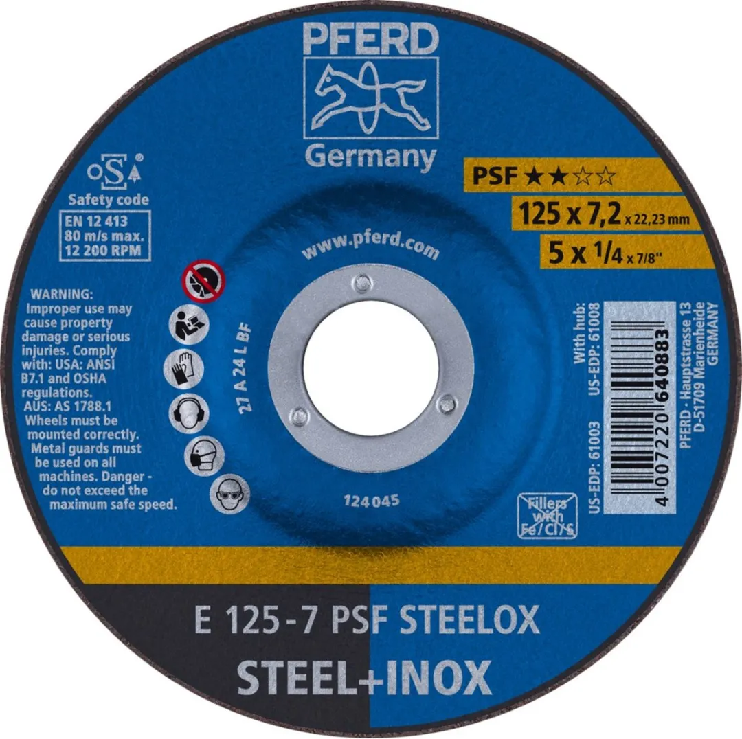 Pferd Afbraamschijf Staal/RVS E 125-7 PSF STEELOX
