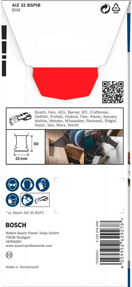 Bosch Professional PRO AIZ 32 BSPIB Invalzaagblad 32mm - Bi-Metaal - Hout
