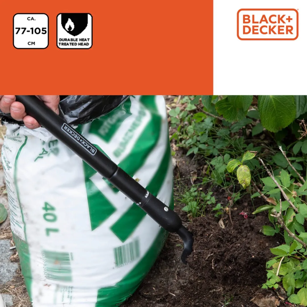BLACK+DECKER Tuin Troffel Telescopisch 105cm - Zwart