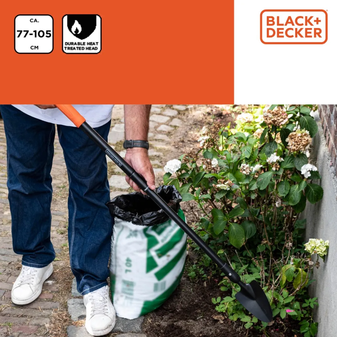 BLACK+DECKER Tuin Troffel Telescopisch 105cm - Zwart