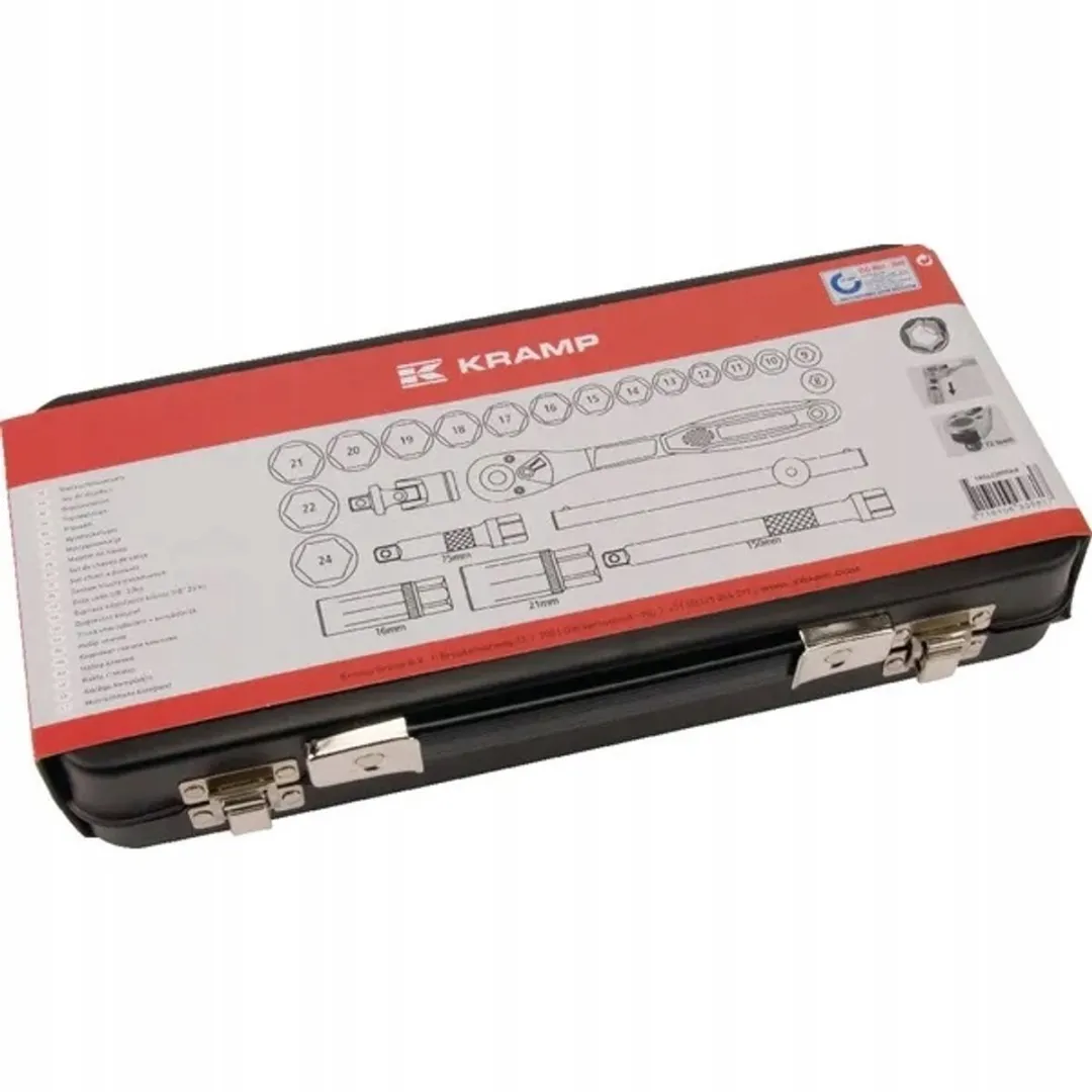 Kramp 3/8" Doppenset 23-delig - Chroom-vanadium staal