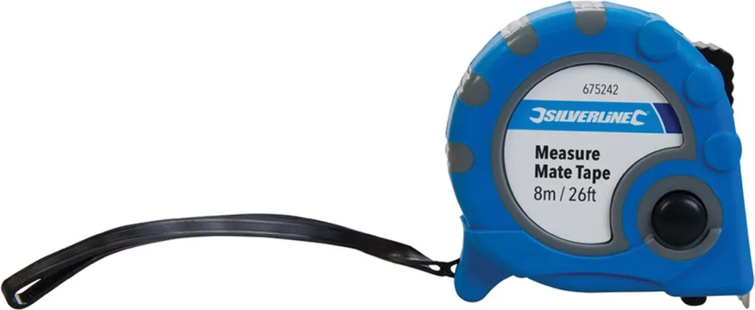 Silverline Rolmaat 8m - Automatisch - Blauw