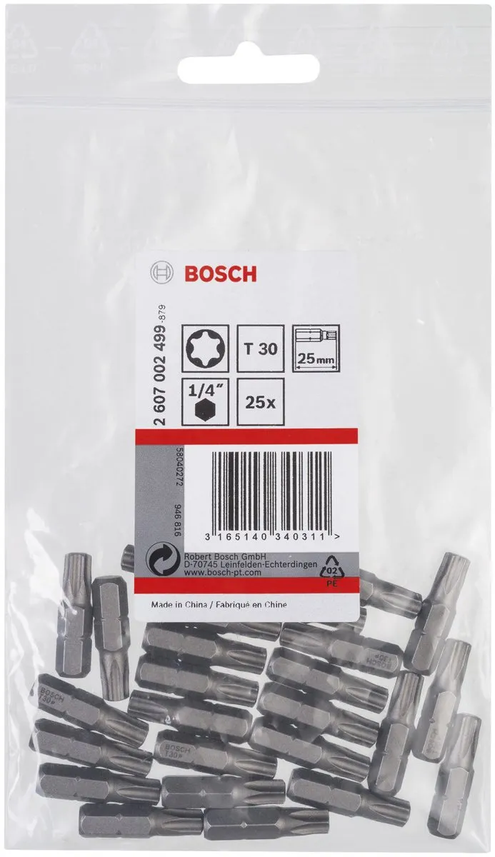 Bosch XH TORSION T30 Torxbits - 25 Stuks