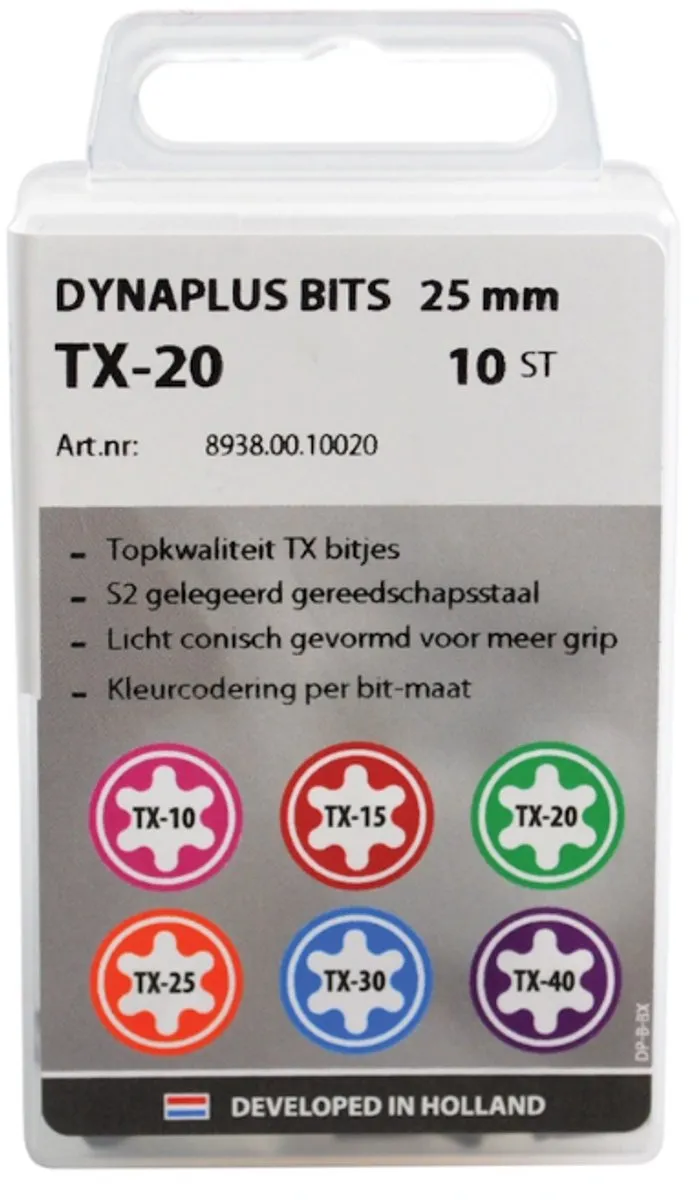 Dynaplus - Schroefbit - Torx 15 - 50mm - Rood (5 stuks)