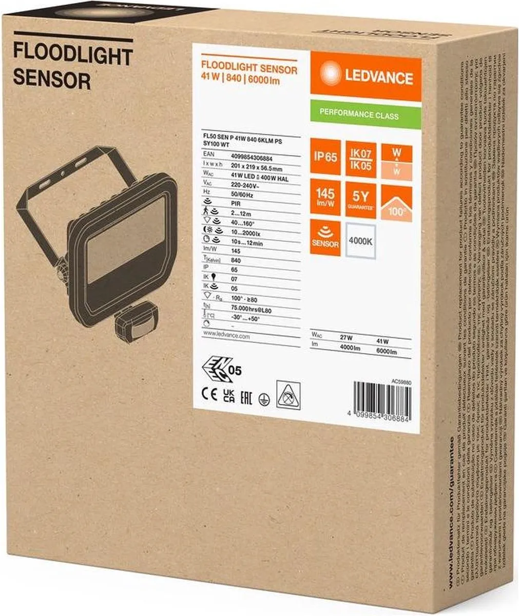LEDVANCE Floodlight Aluminium 41W 6000lm - IP65 - Bewegings- en lichtsensor - afbeelding 3 van 3