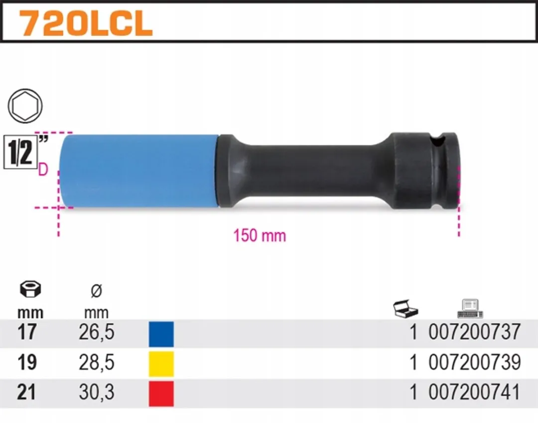 Beta Dopslagsleutel 1/2" 19mm - Lang