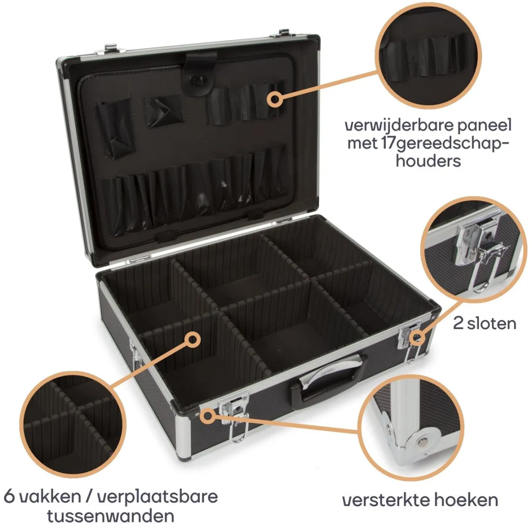 Perel Gereedschapskoffer 1819-N - Aluminium 455x330x152mm - 3-delig