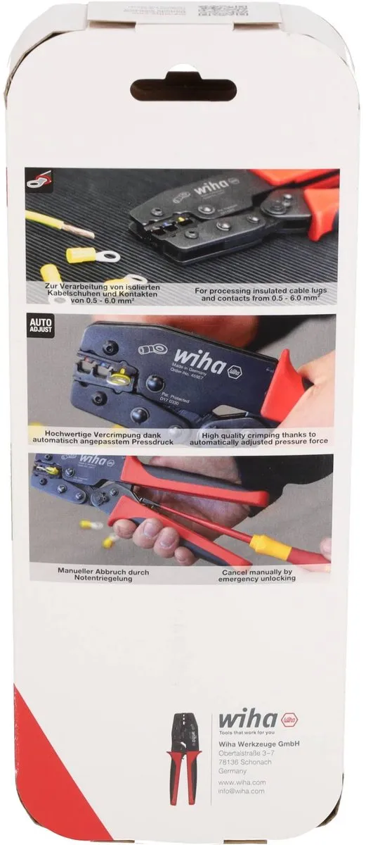 Wiha Krimpgereedschap voor geïsoleerde kabelschoenen en contacten 0,5 - 6,0 mm²