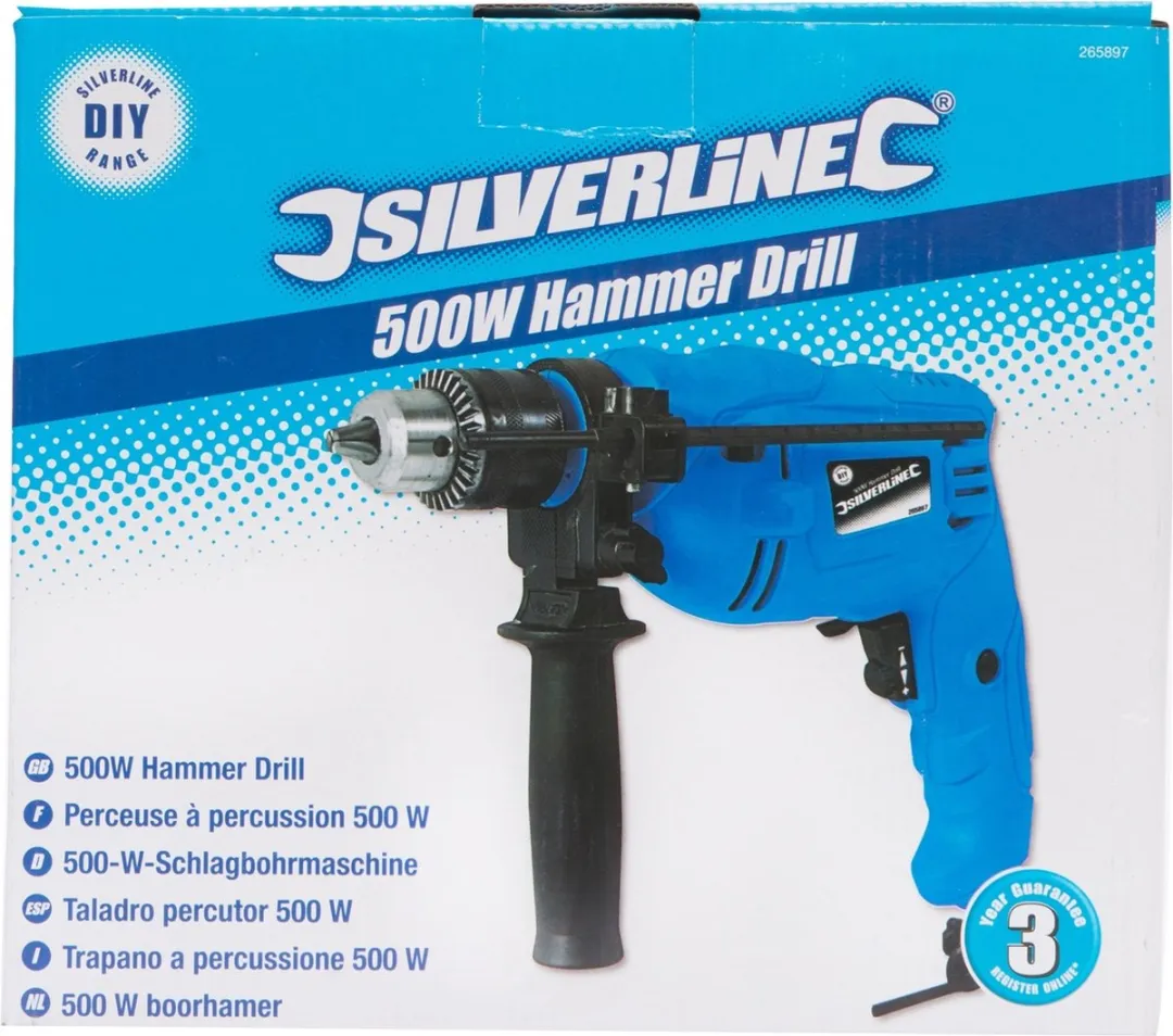 Silverline Boorhamer NI-AF10-947035 500W - Hout 25mm/Beton 16mm