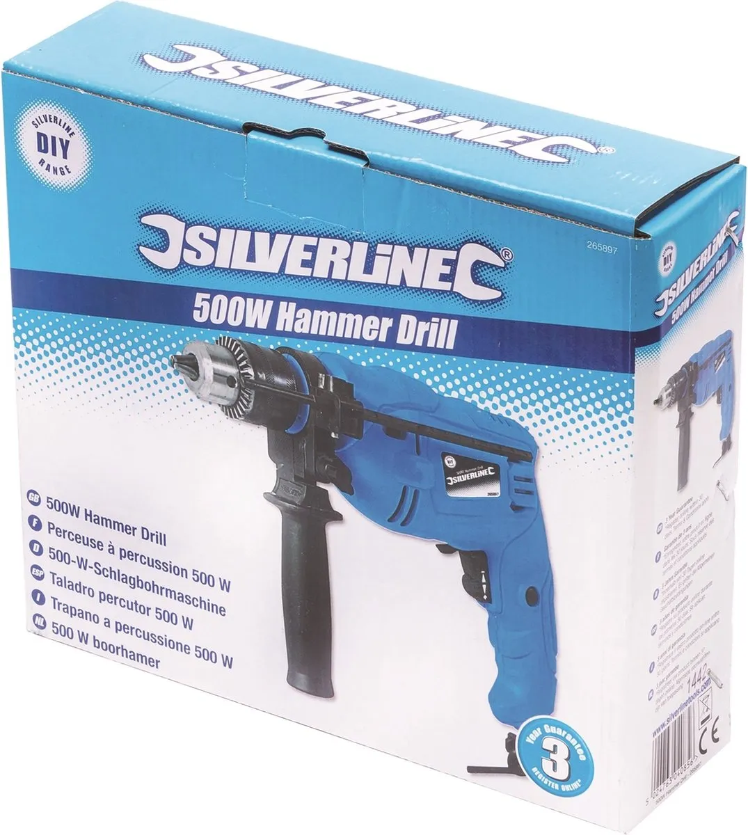 Silverline Boorhamer NI-AF10-947035 500W - Hout 25mm/Beton 16mm