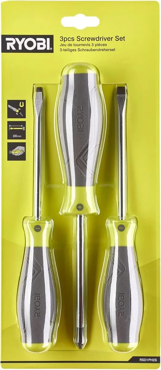 Ryobi RSD1PH2S Schroevendraaierset 3-delig - Geel/Grijs
