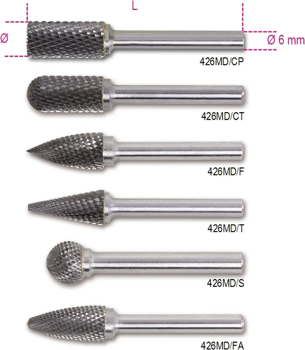 Beta Roterende Vijl 426MD/S8 Kogelvormig Widia 8x6,4mm