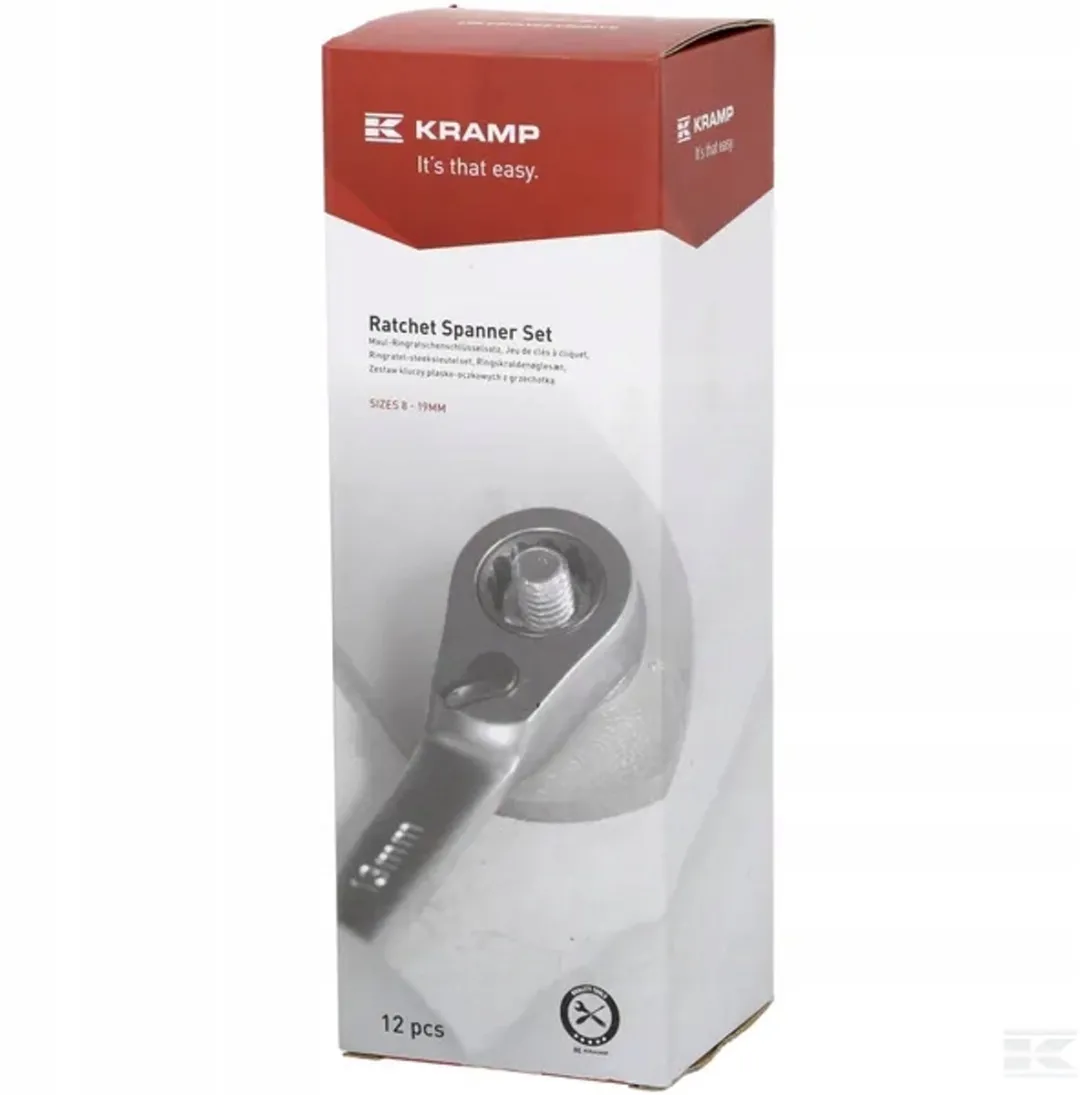 Kramp Ratelsleutelset 12-delig 8-19mm - Zilver