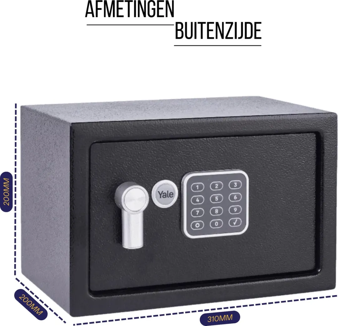 Yale Value Safe Small DB2 Elektronische Kluis - Alarm - 8.6L - Zwart