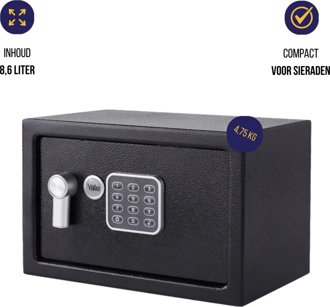 Yale Value Safe Small DB2 Elektronische Kluis - Alarm - 8.6L - Zwart
