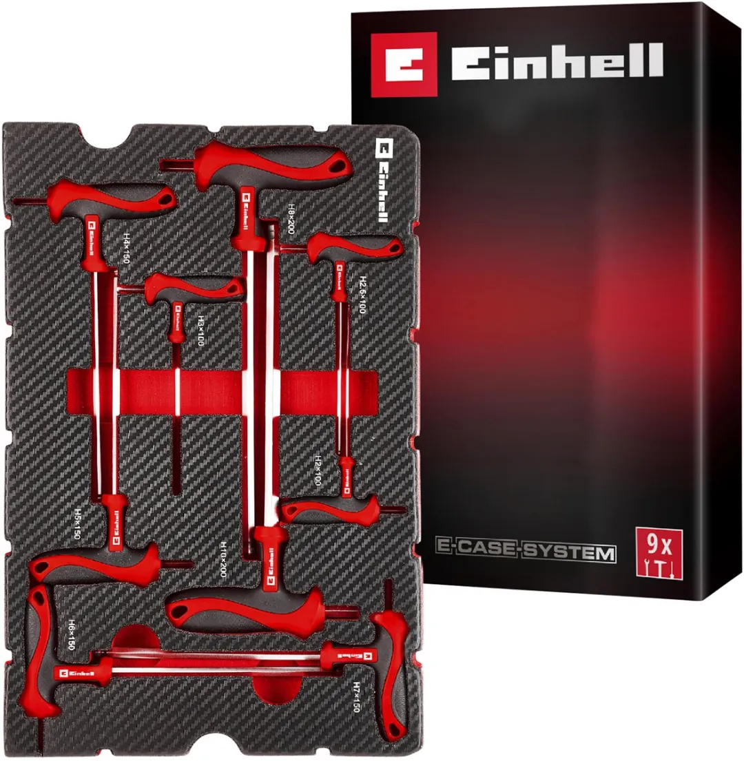 Einhell T-handgreep Schroevendraaierset 9-delig - Rood/Zwart