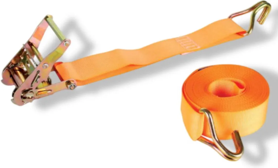 Perel Spanband 1000kg 9m x 50mm - 2-delig met ratel & J-haken - Oranje