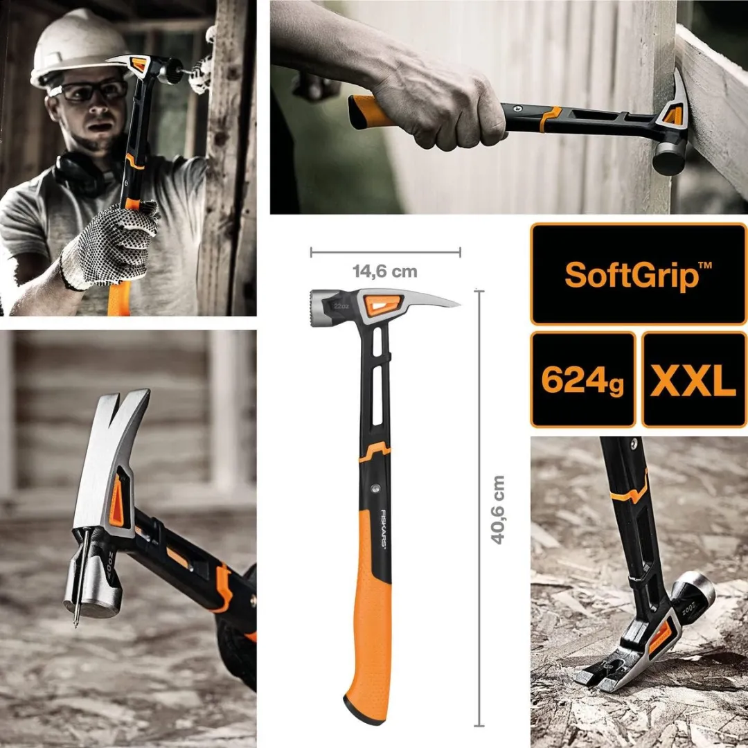 Fiskars IsoCore Timmermanshamer XXL 1020216 - Antivibratie