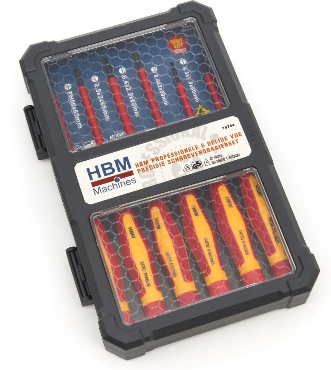 HBM Machines 10754 VDE Precisie Schroevendraaierset - 6 Delig - Rood