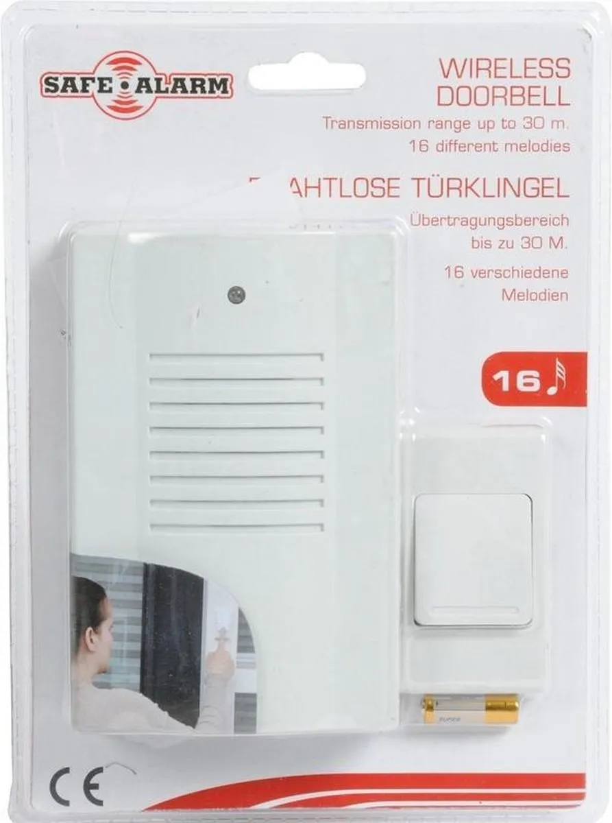 Grundig Draadloze Deurbel - 16 Melodieën - 30m Bereik - Wit