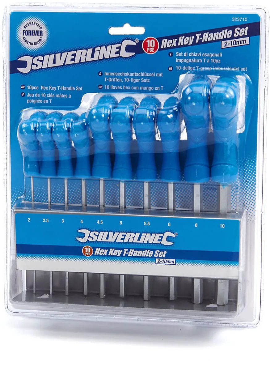 Silverline Inbus Sleutelset T-greep 2-10mm - 10 Delig - Blauw - afbeelding 6 van 6