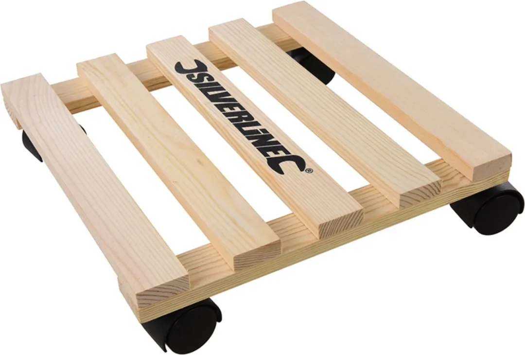 Silverline Vierkante Plantentrolley Beukenhout 30x30cm