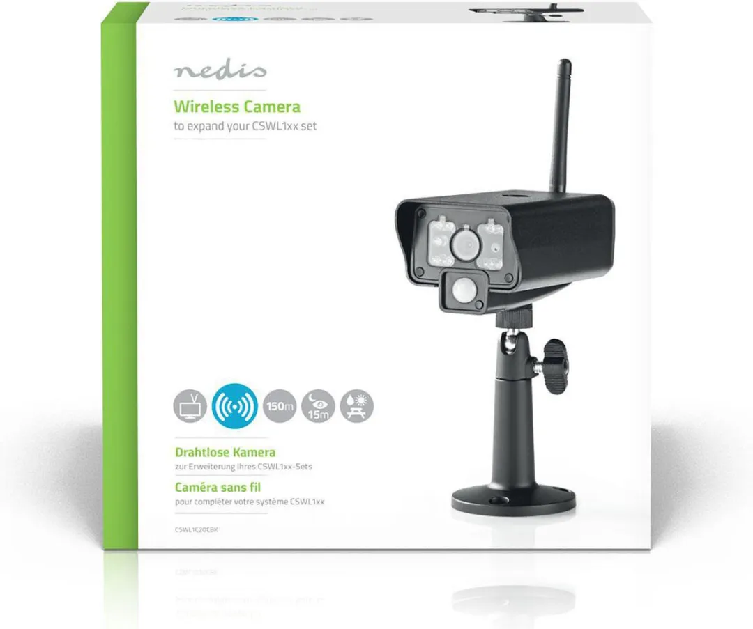 Nedis CSWL1C20CBK Draadloze Camera - VGA - 73° - Nachtzicht 5m - IP54 - Zwart - afbeelding 6 van 6