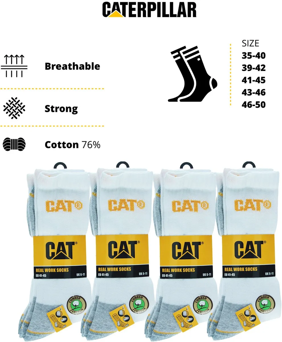 Caterpillar Heren Werksokken 12 Paar - Wit - 41-45